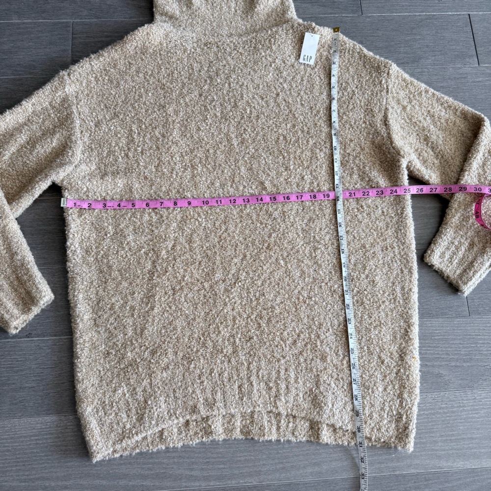 NWT GAP Cozy Boucle Turtleneck Tunic Sweater Wheat Beige L Cowl Neck Warm Knit - Picture 15 of 16